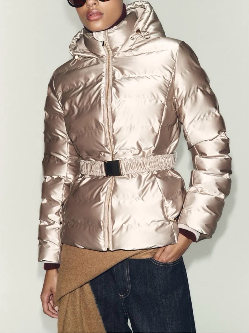 Zara Rose - Champagne Gold Metallic Ski Jacket